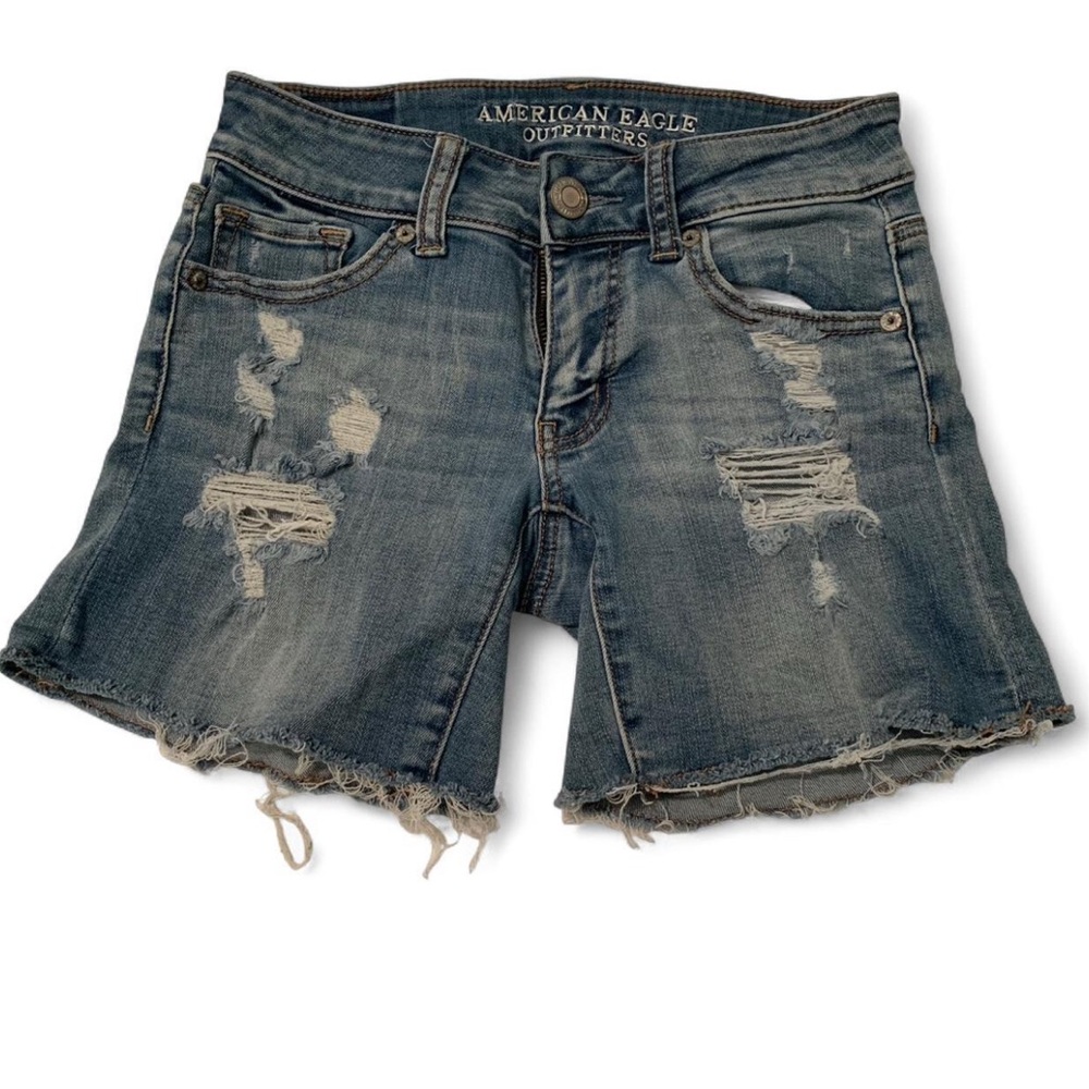 American Eagle Outfitters Midi Blue Jean Shorts